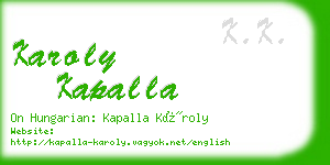 karoly kapalla business card